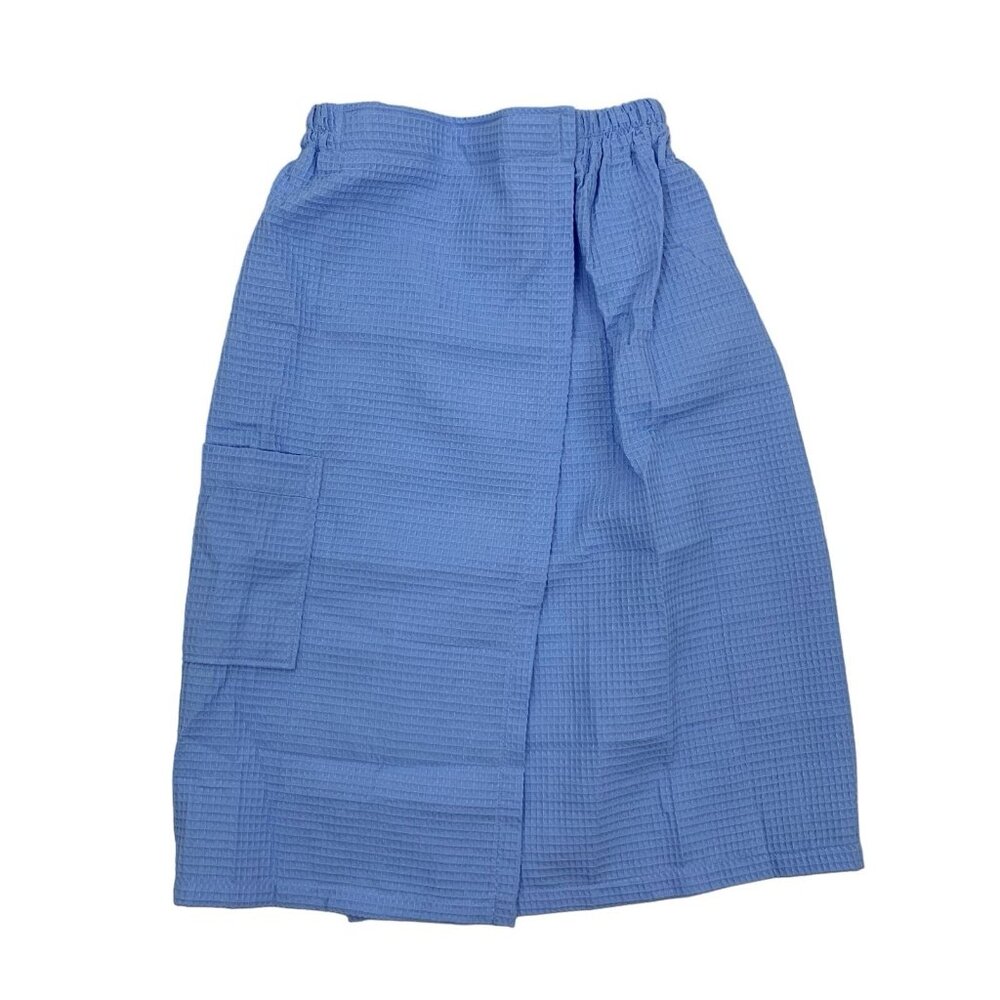 Chakr Linen Women Medium Blue Waffle Wrap Skirt Loungewear‎ Cottagecore